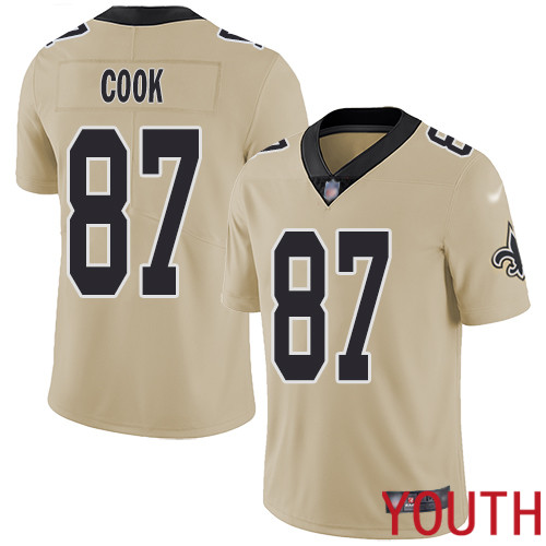 New Orleans Saints Limited Gold Youth Jared Cook Jersey NFL Football #87 Inverted Legend Jersey->youth nfl jersey->Youth Jersey